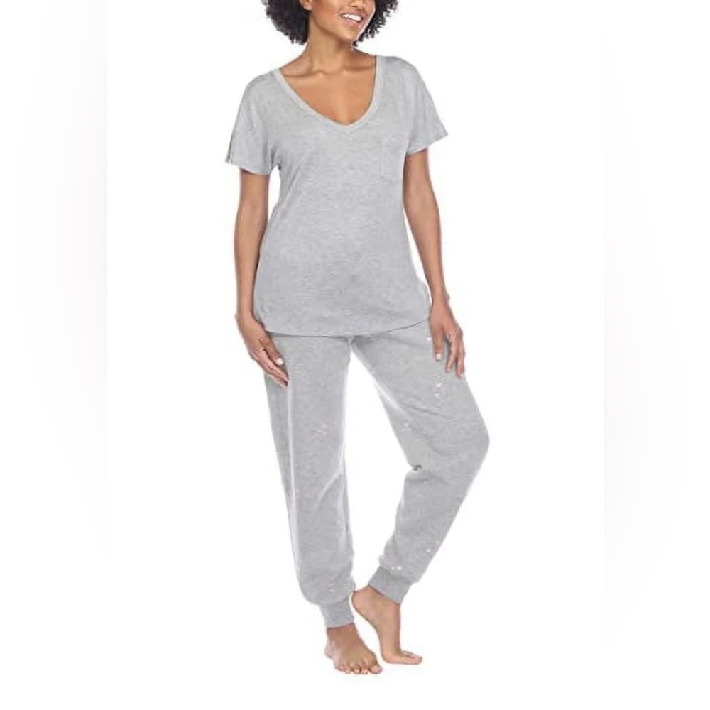 Honeydew Ladies' 2 Piece Embroidered Lounge Set Size: XXL, Grey Hearts